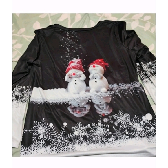Charming Snowman Black Long Sleeve Blouse - Picture 7 of 11